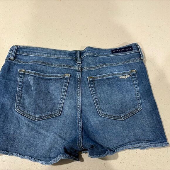 Rock & Republic Distressed Denim Shorts with Bandana Accents - Picture 3 of 4